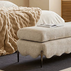 French-Inspired Fabric Bench With Scalloped Edge and Bolster Back