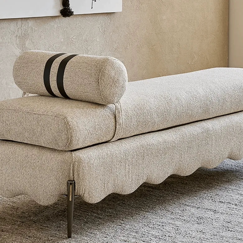 French-Inspired Fabric Bench With Scalloped Edge and Bolster Back
