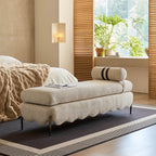 French-Inspired Fabric Bench With Scalloped Edge and Bolster Back Main Product Image