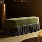 French-Inspired Tassel Velvet Bench for Bed End, Entryway, Dressing Room