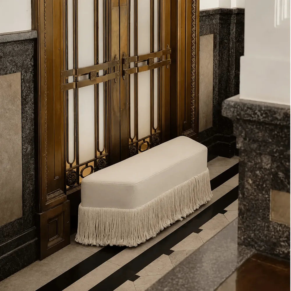 French-Inspired Tassel Velvet Bench for Bed End, Entryway, Dressing Room
