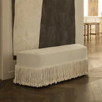 French-Inspired Tassel Velvet Bench for Bed End, Entryway, Dressing Room
