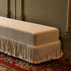 French-Inspired Tassel Velvet Bench for Bed End, Entryway, Dressing Room