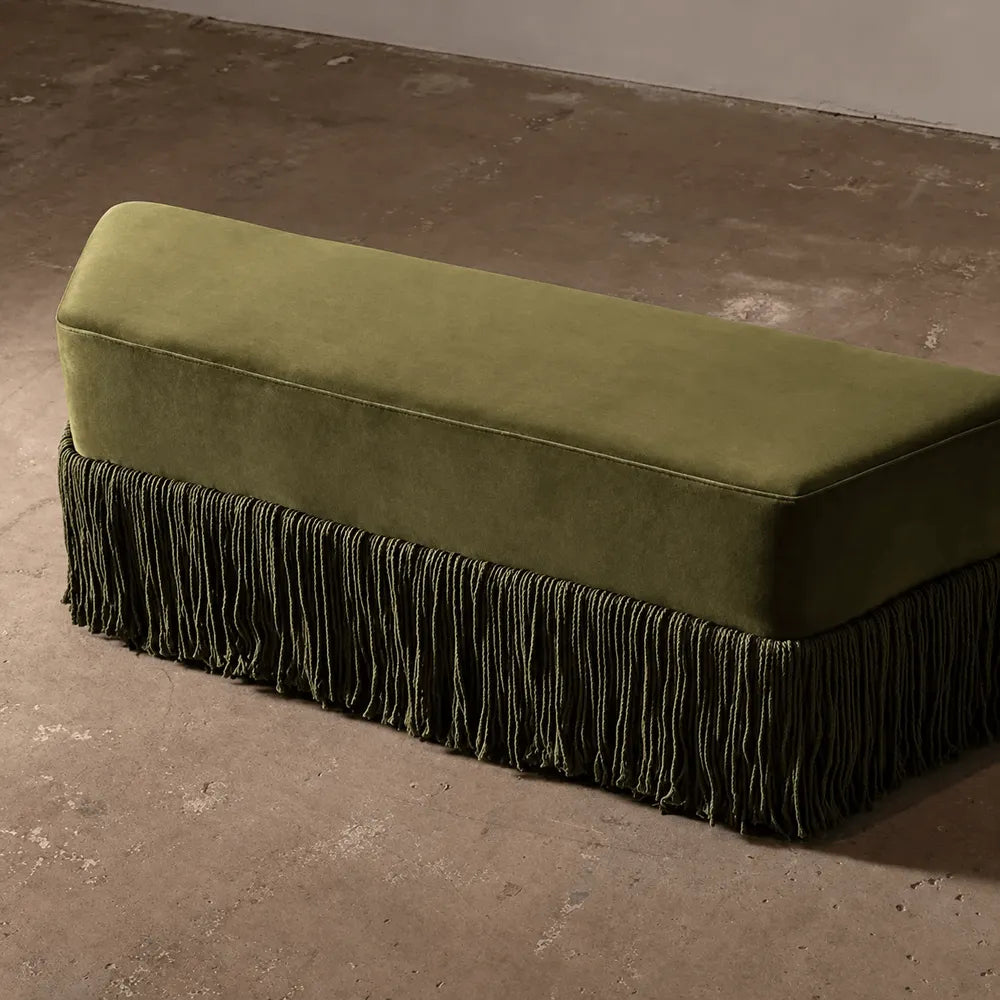 French-Inspired Tassel Velvet Bench for Bed End, Entryway, Dressing Room