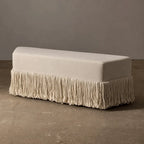 French-Inspired Tassel Velvet Bench for Bed End, Entryway, Dressing Room