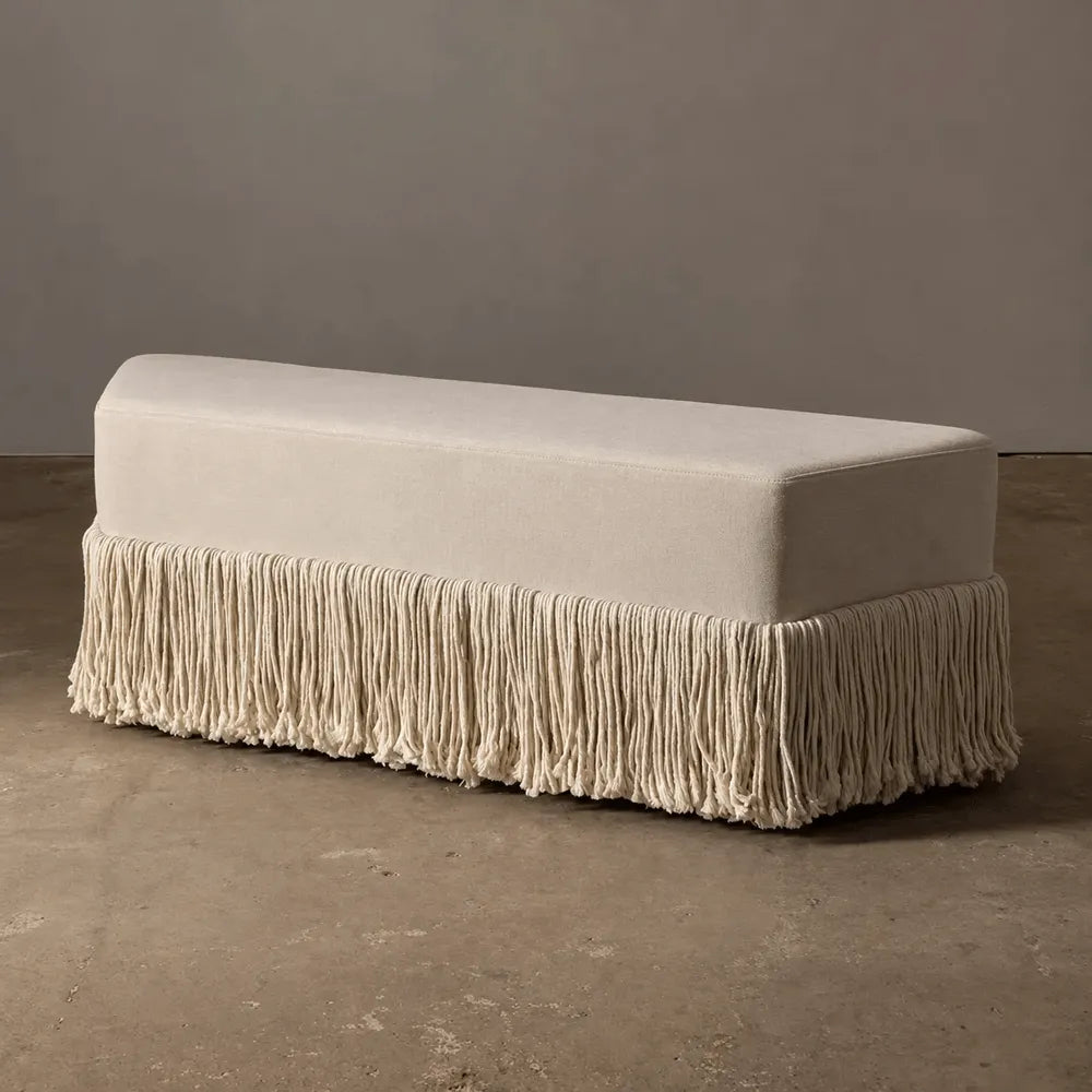 French-Inspired Tassel Velvet Bench for Bed End, Entryway, Dressing Room