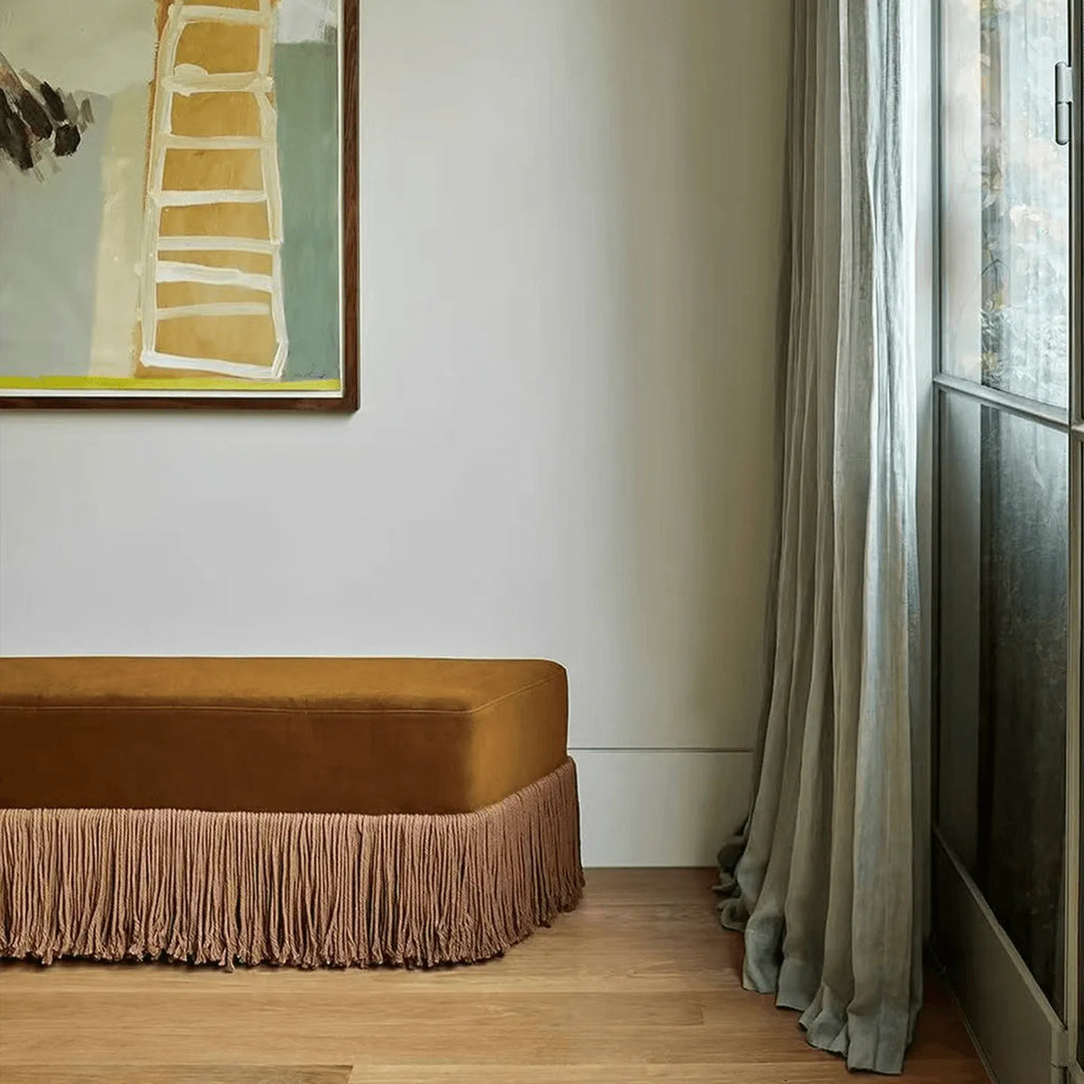 French-Inspired Tassel Velvet Bench for Bed End, Entryway, Dressing Room