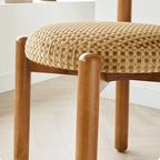 French-Inspired Vintage Wood Dining Chair with Plush Velvet Seat and Tapered Drum Feet