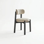 French-Inspired Vintage Wood Dining Chair with Plush Velvet Seat and Tapered Drum Feet