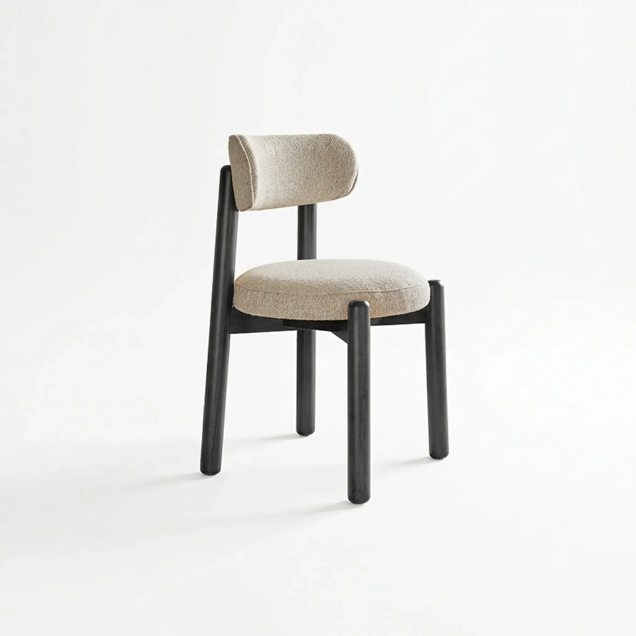 French-Inspired Vintage Wood Dining Chair with Plush Velvet Seat and Tapered Drum Feet