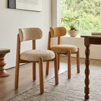 French-Inspired Vintage Wood Dining Chair with Plush Velvet Seat and Tapered Drum Feet Main Product Image