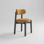 French-Inspired Vintage Wood Dining Chair with Plush Velvet Seat and Tapered Drum Feet
