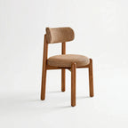 French-Inspired Vintage Wood Dining Chair with Plush Velvet Seat and Tapered Drum Feet