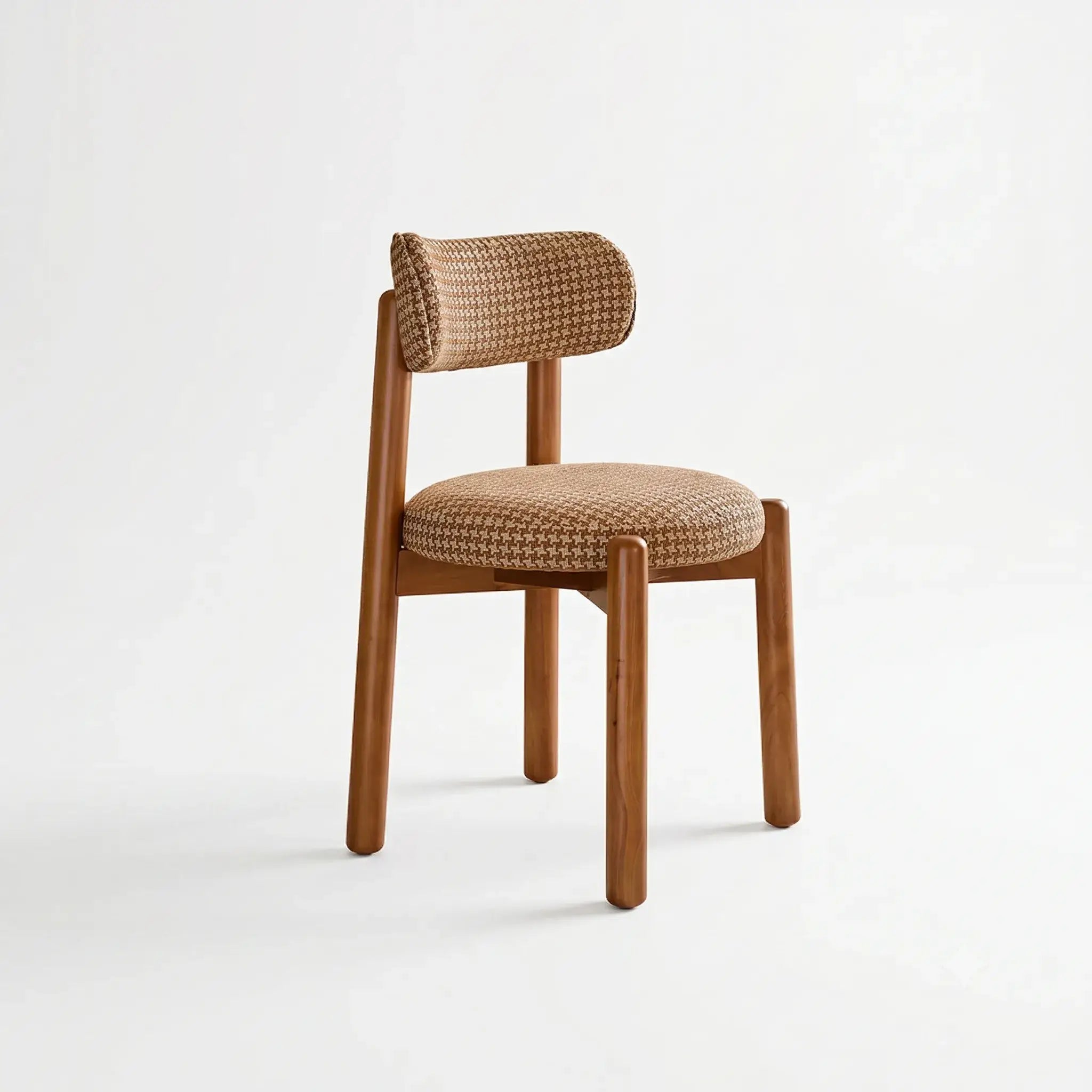 French-Inspired Vintage Wood Dining Chair with Plush Velvet Seat and Tapered Drum Feet