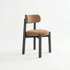 French-Inspired Vintage Wood Dining Chair with Plush Velvet Seat and Tapered Drum Feet