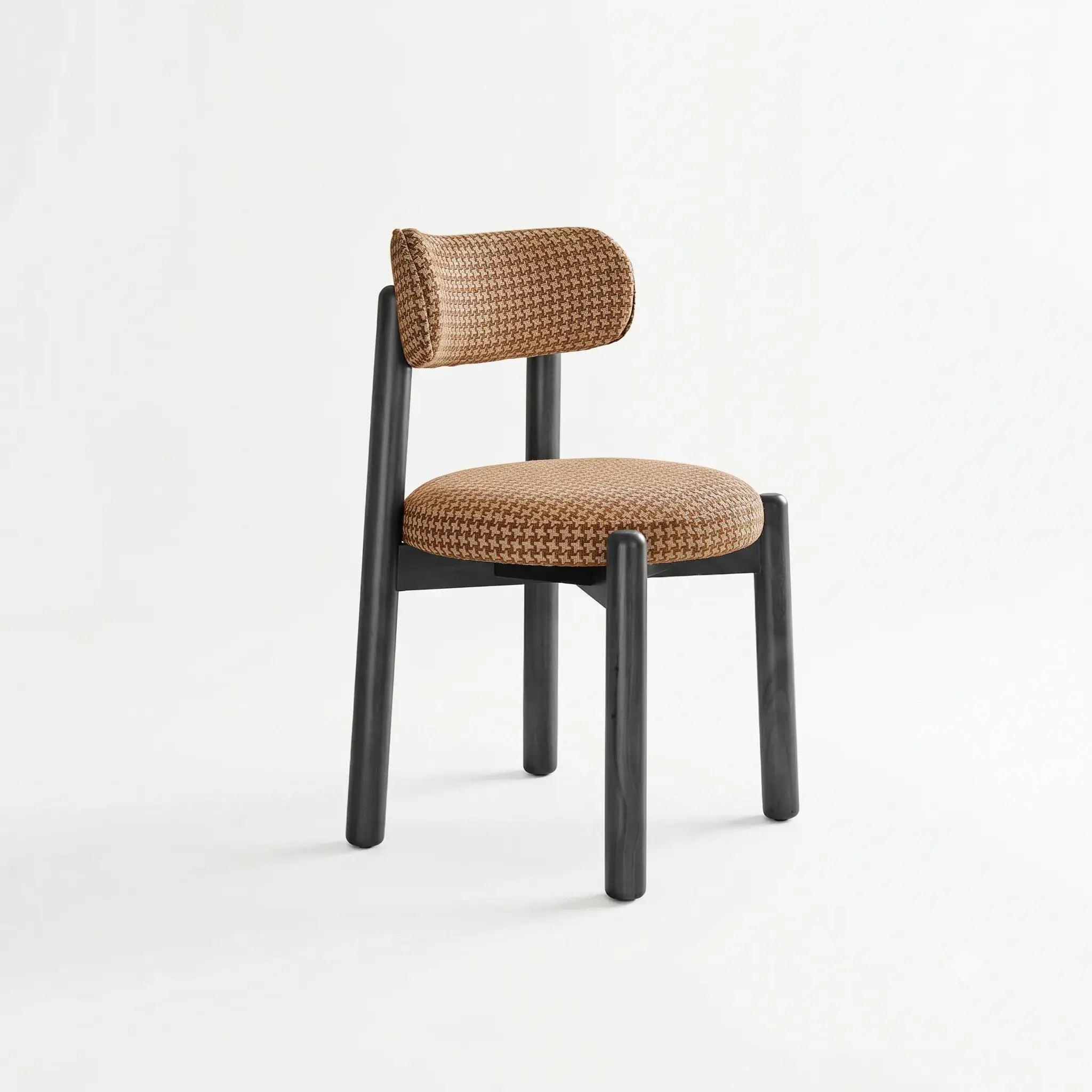 French-Inspired Vintage Wood Dining Chair with Plush Velvet Seat and Tapered Drum Feet