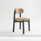 French-Inspired Vintage Wood Dining Chair with Plush Velvet Seat and Tapered Drum Feet