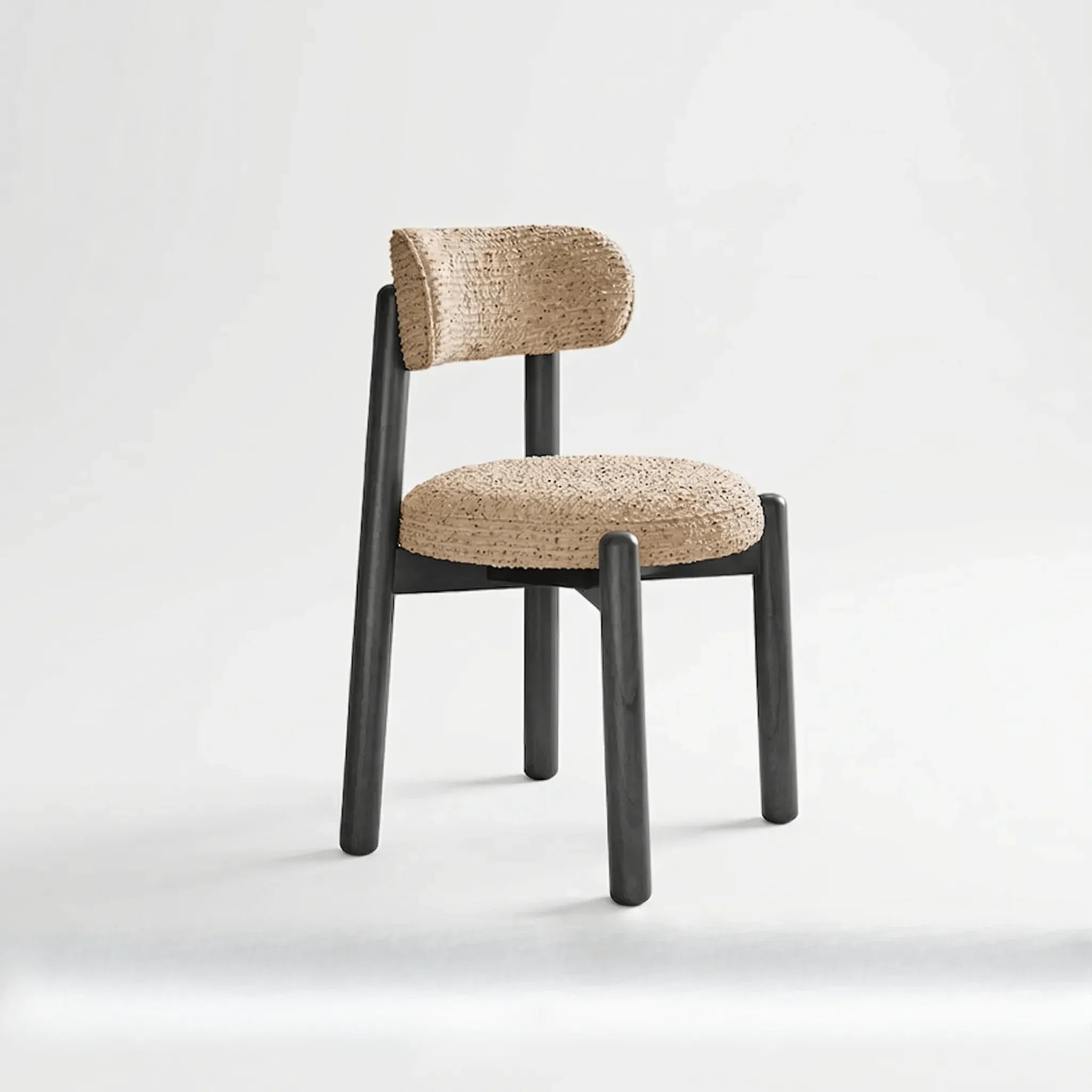 French-Inspired Vintage Wood Dining Chair with Plush Velvet Seat and Tapered Drum Feet