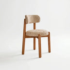 French-Inspired Vintage Wood Dining Chair with Plush Velvet Seat and Tapered Drum Feet