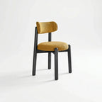 French-Inspired Vintage Wood Dining Chair with Plush Velvet Seat and Tapered Drum Feet