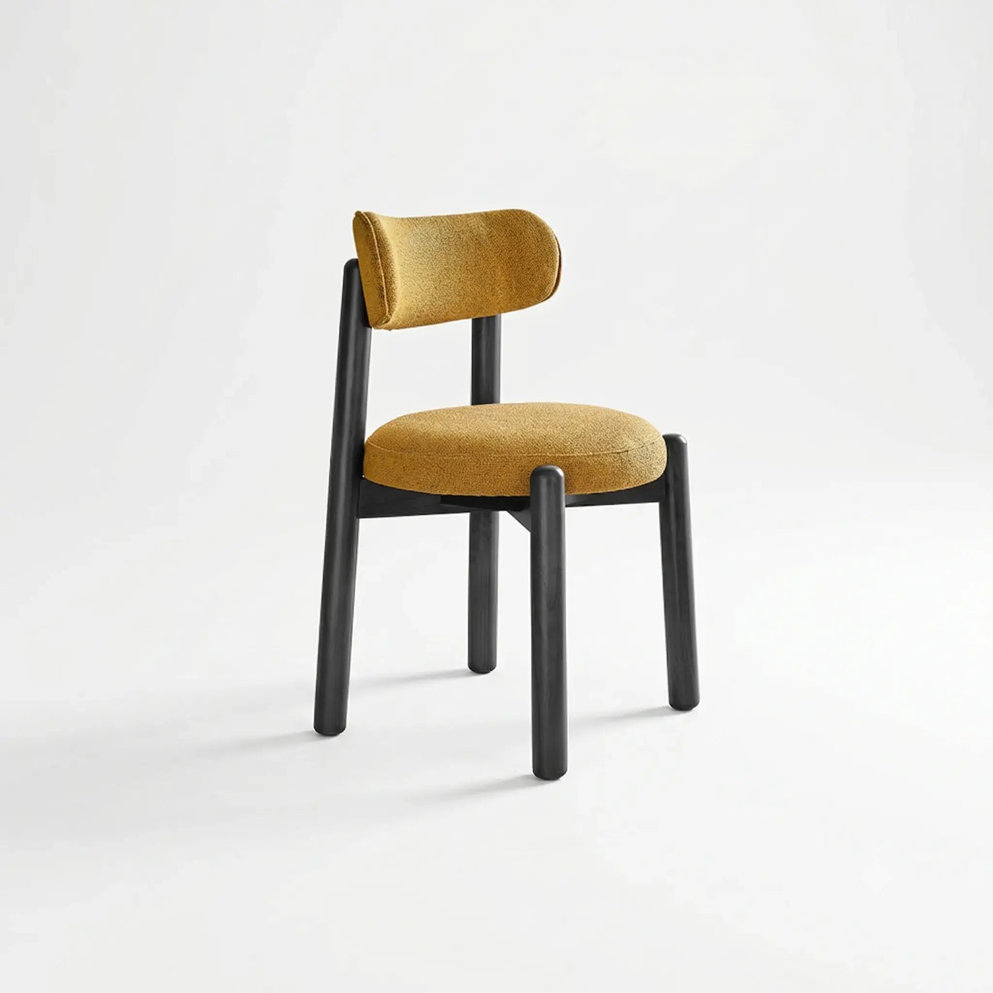 French-Inspired Vintage Wood Dining Chair with Plush Velvet Seat and Tapered Drum Feet