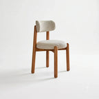 French-Inspired Vintage Wood Dining Chair with Plush Velvet Seat and Tapered Drum Feet