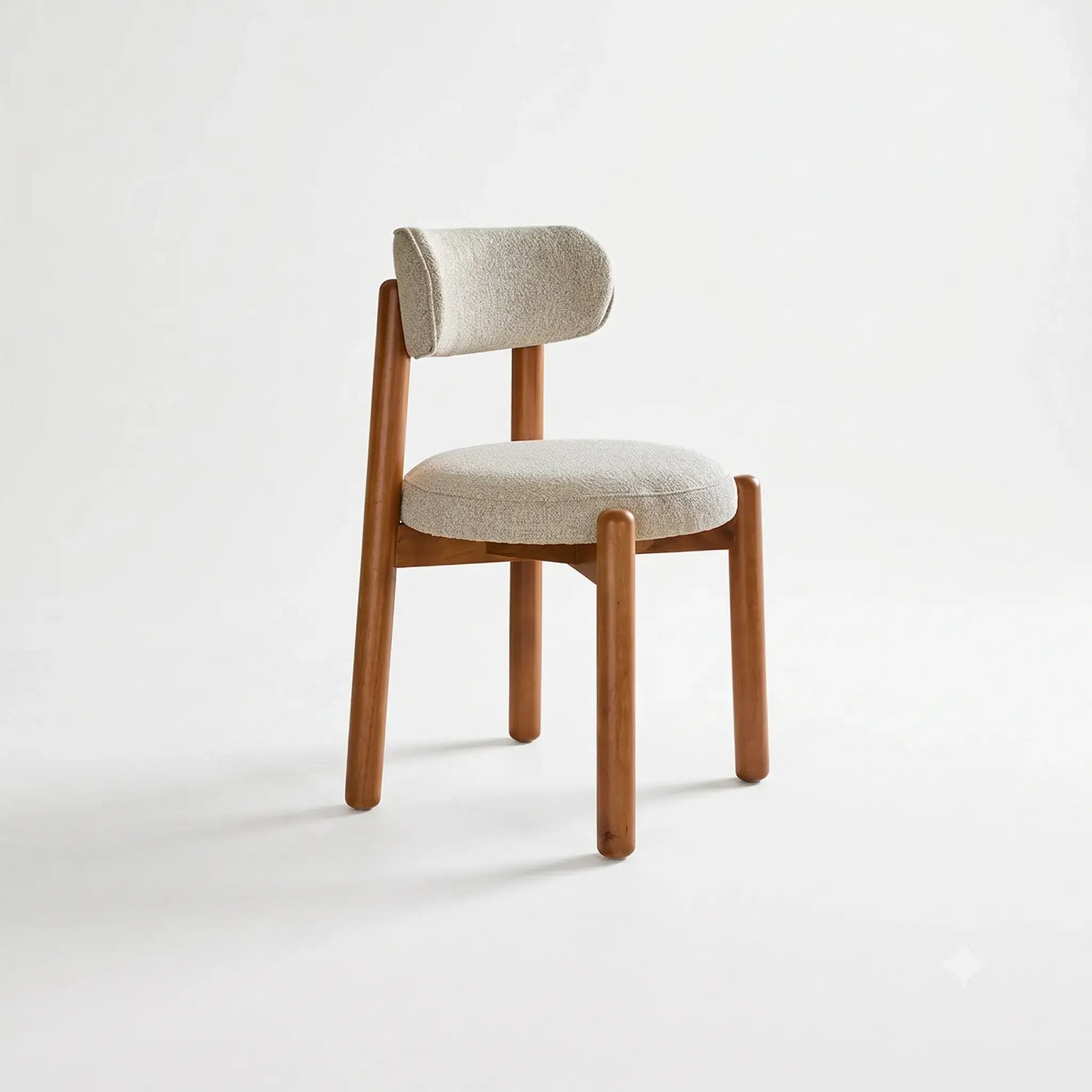 French-Inspired Vintage Wood Dining Chair with Plush Velvet Seat and Tapered Drum Feet