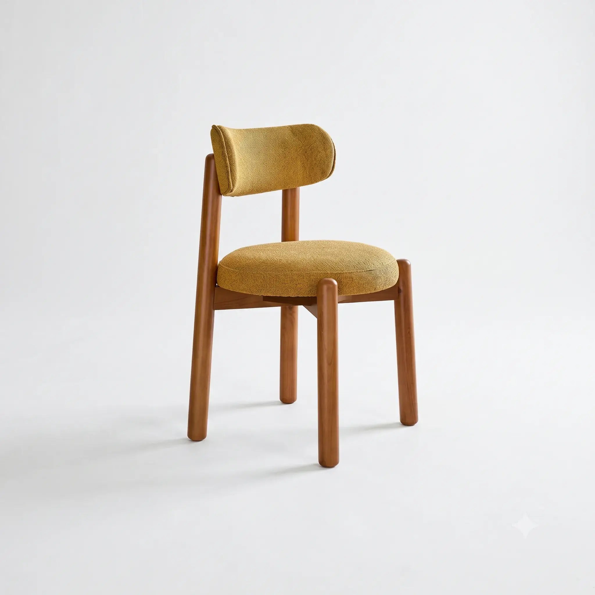 French-Inspired Vintage Wood Dining Chair with Plush Velvet Seat and Tapered Drum Feet