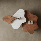 French Luxury Cloud Coffee Table With Marble And Walnut Finish