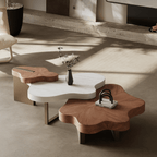 French Luxury Cloud Coffee Table With Marble And Walnut Finish