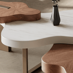 French Luxury Cloud Coffee Table With Marble And Walnut Finish