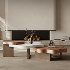 French Luxury Cloud Coffee Table With Marble And Walnut Finish