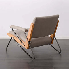 French Mid-Century Modern Armchair with Oak Armrests