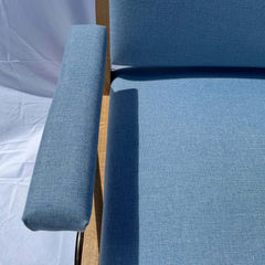 French Mid-Century Modern Armchair with Oak Armrests