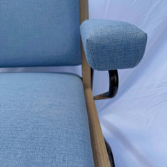 French Mid-Century Modern Armchair with Oak Armrests