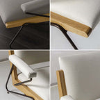 French Mid-Century Modern Armchair with Oak Armrests