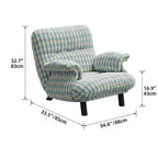 French Mid-Century Plaid Chair Armchair With Cloud Arms and Steel Legs