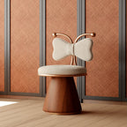 French Mid-Century Vanity Stool with Bow Back and Swivel Seat