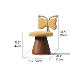 French Mid-Century Vanity Stool with Bow Back and Swivel Seat