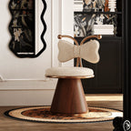 French Mid-Century Vanity Stool with Bow Back and Swivel Seat