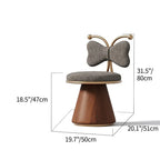 French Mid-Century Vanity Stool with Bow Back and Swivel Seat