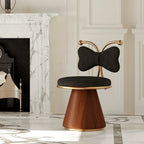 French Mid-Century Vanity Stool with Bow Back and Swivel Seat
