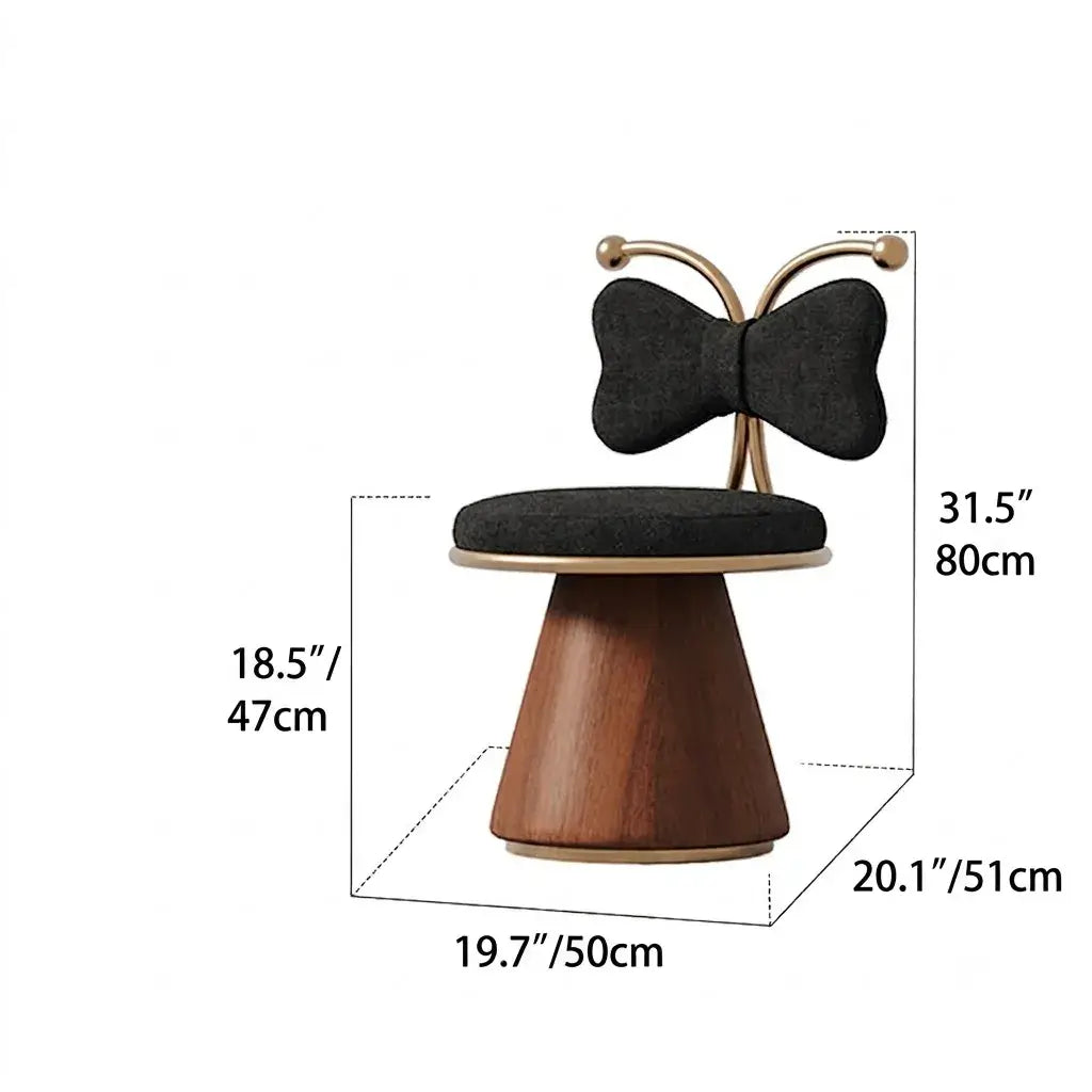 French Mid-Century Vanity Stool with Bow Back and Swivel Seat
