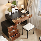 French Revival Makeup Vanity with Arched Mirror, Storage Chest and Roman Legs