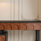 French Revival Makeup Vanity with Arched Mirror, Storage Chest and Roman Legs