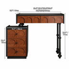 French Revival Makeup Vanity with Arched Mirror, Storage Chest and Roman Legs Dimensions