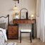 French Revival Makeup Vanity with Arched Mirror, Storage Chest and Roman Legs Main Product Image