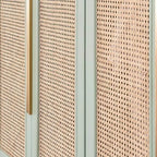 French Rustic Cane-Panel Wardrobe Armoire with Drawers