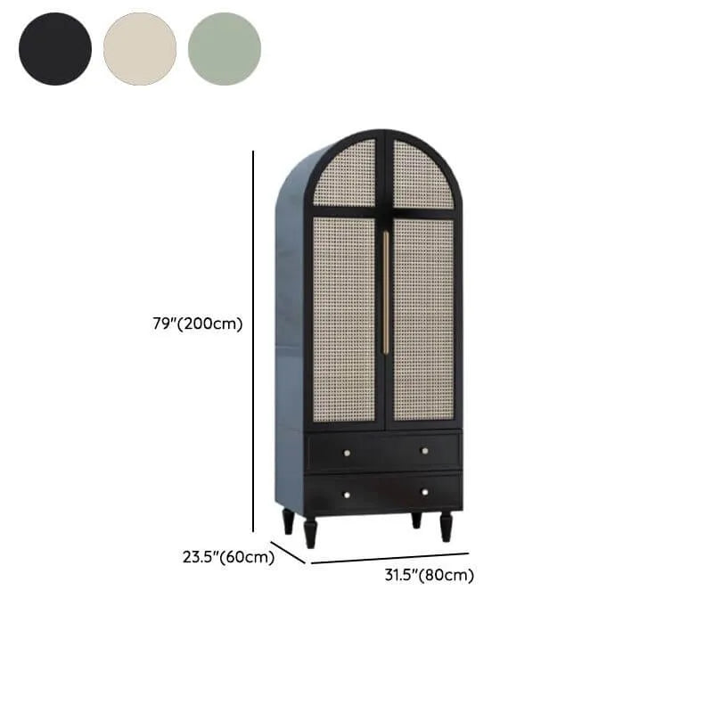 French Rustic Cane-Panel Wardrobe Armoire with Drawers Dimensions