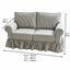 French Stripe Ruffle Skirt Sofa with Rolled Arms and Plush Support Dimensions